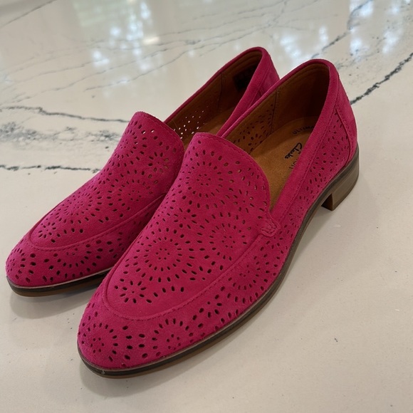 Clarks Ultimate Comfort Collection “Trish Calla” Pink Suede Loafers Safe… - Picture 8 of 13
